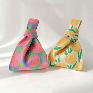 2025 Fashion Design Flower Pattern Knitting Handbag <b>Cute</b> Ladies Casual Crochet <b>Wallet</b> Knitted Tote Bag - Product Image 3