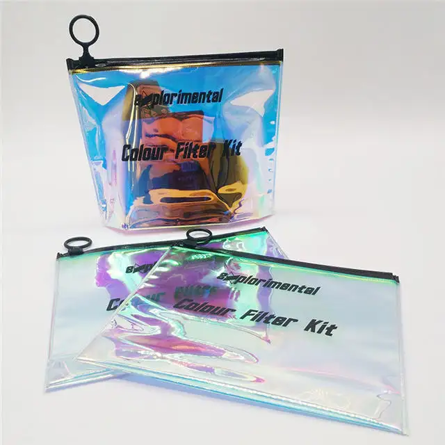 2021 neue Art PVC Reiß verschluss tasche Clear Make up Pouch glänzende Farbe Paket Strand taschen