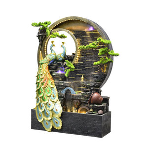 Grande Fontaine Décorative Autoportante en Résine Effet Roche Naturelle avec Cascade, Style Chinois Moderne pour Salon - Product Image 4