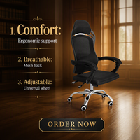 Chaise de bureau pivotante inclinable à dossier haut en maille pour six personnes avec design ergonomique