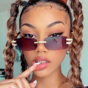 Gafas de Sol de Lujo Vintage 2022 sin Montura, Gafas de Sol con Diamantes para Mujer, Lentes con Protección UV400, Gafas sin Marco - Product Image 1