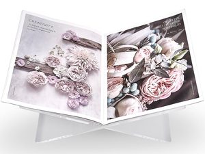 Supports de livres en acrylique transparent sur mesure en gros - Présentoirs à livres en acrylique à cadre croisé, supports ouverts <span class=keywords><strong>pour</strong></span> l'affichage - Product Image 3