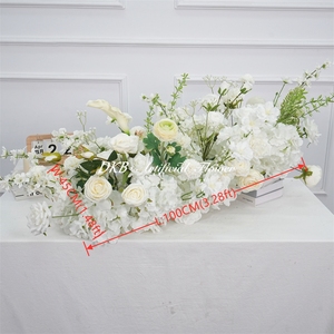 Arreglo Floral Blanco Estilo <span class=keywords><strong>Cuento</strong></span> de Hadas, Camino de Mesa de Flores Artificiales, Guirnalda de Flores Estilo Jardín para Fiestas - Product Image 2