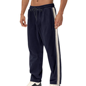 Pantalones informales de pana para hombre, pantalones deportivos holgados a rayas, transpirables, con cintura elástica, para uso ocio, estilo primavera y verano - Product Image 2