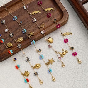 Summer Ocean Boho Beach <b>Bracelets</b> Jewelry 18K Gold Plating Seahorse Conch Starfish Charm Colorful Stone <b>Shell</b> Pendant <b>Bracelet</b> - Product Image 4