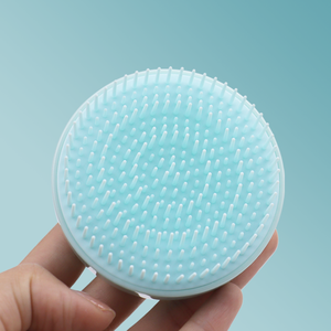 Brosse de cuir chevelu personnalisée bleu noir rose humide sec en silicone masseur de cuir chevelu shampooing brosse à <span class=keywords><strong>cheveux</strong></span> - Product Image 4