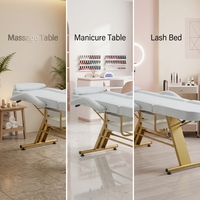 Lit de spa professionnel en cuir PU de luxe, réglable manuellement, pour salon de beauté, avec accoudoirs amovibles