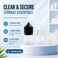 Bouteilles compte-gouttes en PET V3 à couvercle anti-éclatement en forme d'étoile à cinq branches, flacons d'huile en plastique plats de 15 ml et 20 ml pour e-liquides Freebase
