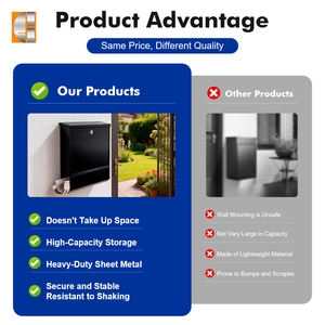 Buzón Comercial de Exterior, Estilo Americano <span class=keywords><strong>Vintage</strong></span>, de Acero Inoxidable Negro, Anti-Robo, Impermeable, Personalizable, Grande, 16L - Product Image 5