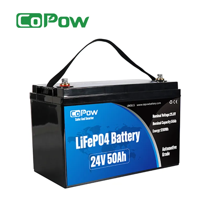 CoPow 24v 50ah 60ah lityum iyon araba aküsü fiyat evrensel Start-stop 60ah 24v Lifepo lityum demir fosfat pil