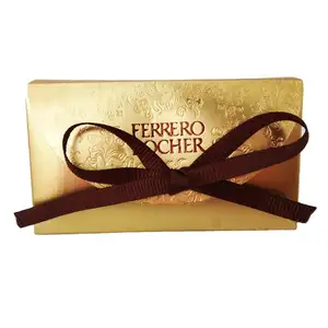 Оптовые продажи ferero rocher коробка шоколада-Элегантная складная бумажная Подарочная коробка для шоколадных конфет с бантом