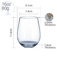 Verre à vin en copolyester personnalisé pour usage commercial répété, verre à vin sans pied en Tritan de qualité supérieure, compatible lave-vaisselle