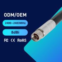 Antena Omnidireccional de Fibra de Vidrio de 8dBi y 2.4GHz, 2400-2483MHz, Polarización Vertical, Antena de Comunicación Inalámbrica para Exteriores