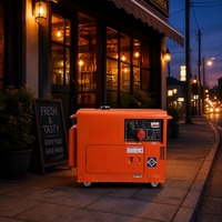 Générateur diesel silencieux portable à économie d'énergie 5-8KW, refroidi par air, monophasé 50/60Hz 3000 tr/min, démarrage électrique 12V DC pour la maison