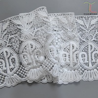 Dentelle en macramé de 18 cm, croix JHS et croix Alpha & Omega blanche, dentelle pour vêtement liturgique