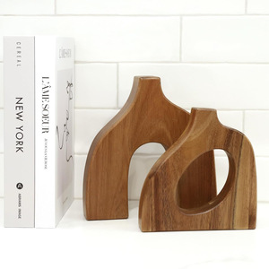 Ornements décoratifs en bois pour vases, vases en bois, récipients pour la culture de fleurs séchées, ornements de vases en bois d'acacia. - Product Image 1