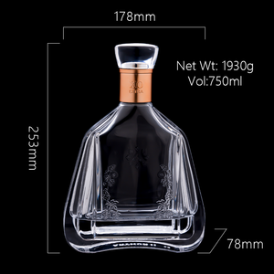 زجاجة ويسكي زجاجية فريدة الشكل من نوعها ، بالجملة وشعار قابل للتخصيص - Product Image 2