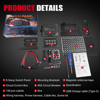 Panel de Interruptores de 8 Canales Elite con Control Inalámbrico, Interruptor Momentáneo Pulsado, Universal para Toyota Land Cruiser