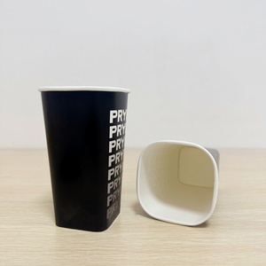 New Design Square Paper <b>Cups</b> <b>Disposable</b> Recyclable Material Paper <b>Cups</b> for Beverage Coffee Drinking Paper <b>Cup</b> with Lid - Product Image 2