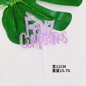 Cake Topper acrilico di bel colore <span class=keywords><strong>buon</strong></span> <span class=keywords><strong>compleanno</strong></span> In spagnolo per la decorazione del partito per la decorazione della torta FELIZ CUMPLEANOS - Product Image 6