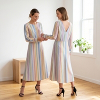 Robe chemise polyvalente boutonnée unie longue jusqu'au sol pour femme, décontractée, à manches longues, pour le travail