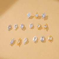 Vente en gros de composants de bijouterie en argent sterling 925 : breloques géométriques serties de zircone cubique et connecteurs à double anneau de jonction pour la création de bijoux DIY