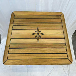 Plateau de table coulissant et pliable en teck avec motif étoile, taille 340/580x800mm, pour yacht et accessoires marins de camping-car - Product Image 2