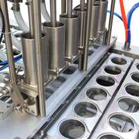 Machine d'emballage entièrement automatique pour pots de yaourt et de lait, machine de remplissage et de scellage linéaire à 4 voies, scellage par film en rouleau