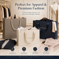 Sac en papier de luxe robuste avec poignée en ruban satiné et autocollants en papier de soie personnalisés pour boutique de vêtements