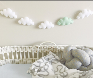 Felt Cloud Garland Party Banner Cloud <strong>Nursery</strong> Decor Baby Shower <strong>Bunting</strong> - Product Image 1