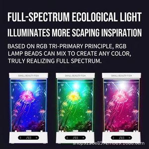 Akuarium Mini Desktop JSD Smart Betta Fish Tank 0.42GAL dengan Kontrol Aplikasi, Pemanas, Lampu RGB, dan Pembuangan di Bawah - Product Image 3