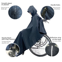 Nouveau poncho de pluie à capuche pour adulte, rouge bordeaux, taille unique, épais, durable, réutilisable, en polyester, sûr, réfléchissant, imperméable, pour fauteuil roulant