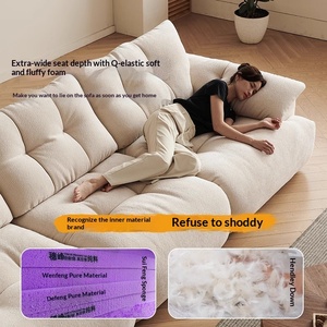 Italian-Style Modern Minimalist Three Seat Linear Chesterfield Adjustable Tufted Back Stain-Resistant Fabric Set Flower Bud - Product Image 2