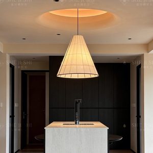 Lustre de style Wabi Sabi, diamètre 40cm 50cm 60cm 80cm, luminaire suspendu rond en tissu pour salon, chambre à coucher, salle à manger - Product Image 4