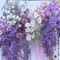 Flores Artificiales de Seda Morada Qibai, Molduras Artificiales para Techo de Auditorio, Decoración con Flores Artificiales, Paquete de Regalo Decorativo