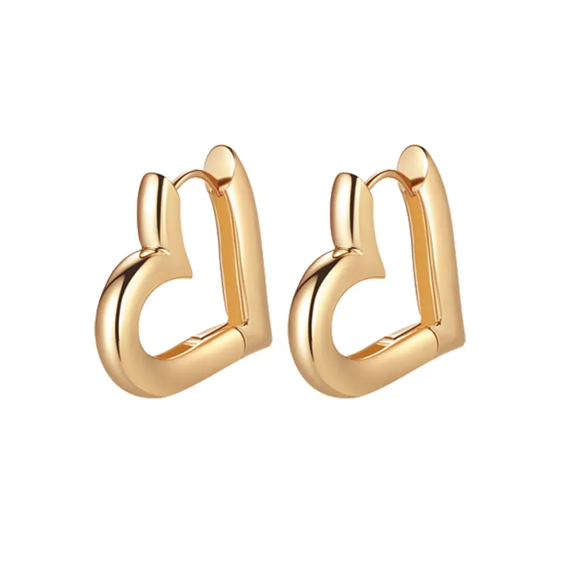 Fine Jewelry brass small heart stud 14K gold rhodium earring heart hoop Trending Earrings
