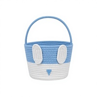 Panier cadeau vide en corde de coton pour la chasse aux œufs de Pâques, pour enfants et bébés, filles et garçons, doux, durable, sûr, décoration festive, cadeau