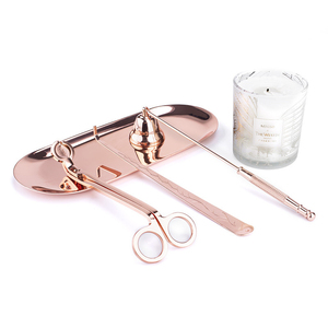 Ensemble d'accessoires de bougies chauffe-plats, 4 pièces en <span class=keywords><strong>métal</strong></span> or Rose, étiquette privée, outils de coupe, <span class=keywords><strong>mèche</strong></span> en or Rose - Product Image 3