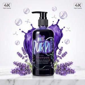 <span class=keywords><strong>Champú</strong></span> Morado 3 en 1 de 300 ml con Logotipo Personalizado para Cabello Rubio, Sin Amarillo, Anti-Amarilleo, <span class=keywords><strong>Champú</strong></span> Tono Plata para el Cuidado del Cabello Rubio y Gris - Product Image 3