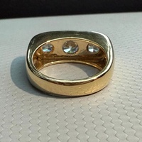 Bague en or massif 14 carats Good Century avec trois diamants de laboratoire taille ronde pour homme, idéale pour le quotidien, les anniversaires et les mariages – Bijoux raffinés