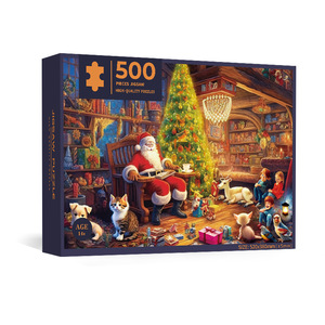 Puzzle en carton blanc série Noël 52x38cm 500 pièces, jouet éducatif, emballage en boîte colorée - Product Image 3