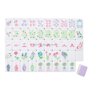 Juego de Mahjong Americano Personalizado al por Mayor con 160 Fichas, 4 Capas, Lujoso, Grabado, con Monos Rosados, Mesa de Mahjong Transparente - Product Image 3