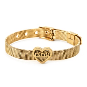 Mother Day Gift Stainless Steel <b>Mama</b> Bangle Custom Gold Plated Mesh <b>Bracelet</b> - Product Image 1
