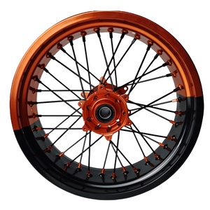 Juego de Ruedas Supermoto de <span class=keywords><strong>17</strong></span> Pulgadas, Llantas de Aluminio CNC Bicolor Negro Naranja Anodizadas, Delanteras y Traseras, Piezas para Motocross y Dirt Bike SX125 2017 - Product Image 5