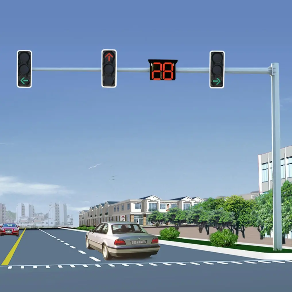 Çin üretimi 6/ 6,5 metre yükseklik sıcak daldırma galvanizli teleskopik trafik aydınlatma direği trafik sinyal direği