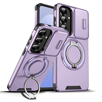 Coque de protection robuste pour objectif d'appareil photo avec béquille rotative et support magnétique pour Samsung S26 Plus, étui rigide en TPU+PC