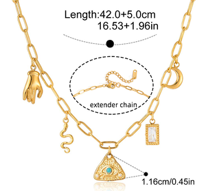 Collier Amulette en Acier Inoxydable en Gros, Breloques Symboles Baroques Plaqué Or OEM, Fournisseur de Bijoux Mystiques - Product Image 4