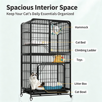 Grande cage à chat de luxe à 3 niveaux avec espace libre, maison pour chat, arbre à chat, nid pour chat, vente en gros