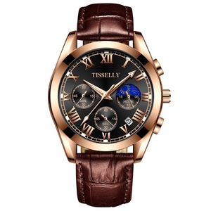 TISSELLY 6601 Nuovo Orologio da <span class=keywords><strong>Uomo</strong></span> di Alta Qualità, Elegante Orologio al Quarzo con Cinturino, Impermeabile, Tre Quadranti, Sei Lancette, Luminoso - Product Image 2