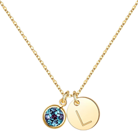Collier en acier inoxydable plaqué or 18 carats avec fleur en zircon classique, pierre de naissance du zodiaque, cadeau pour femme